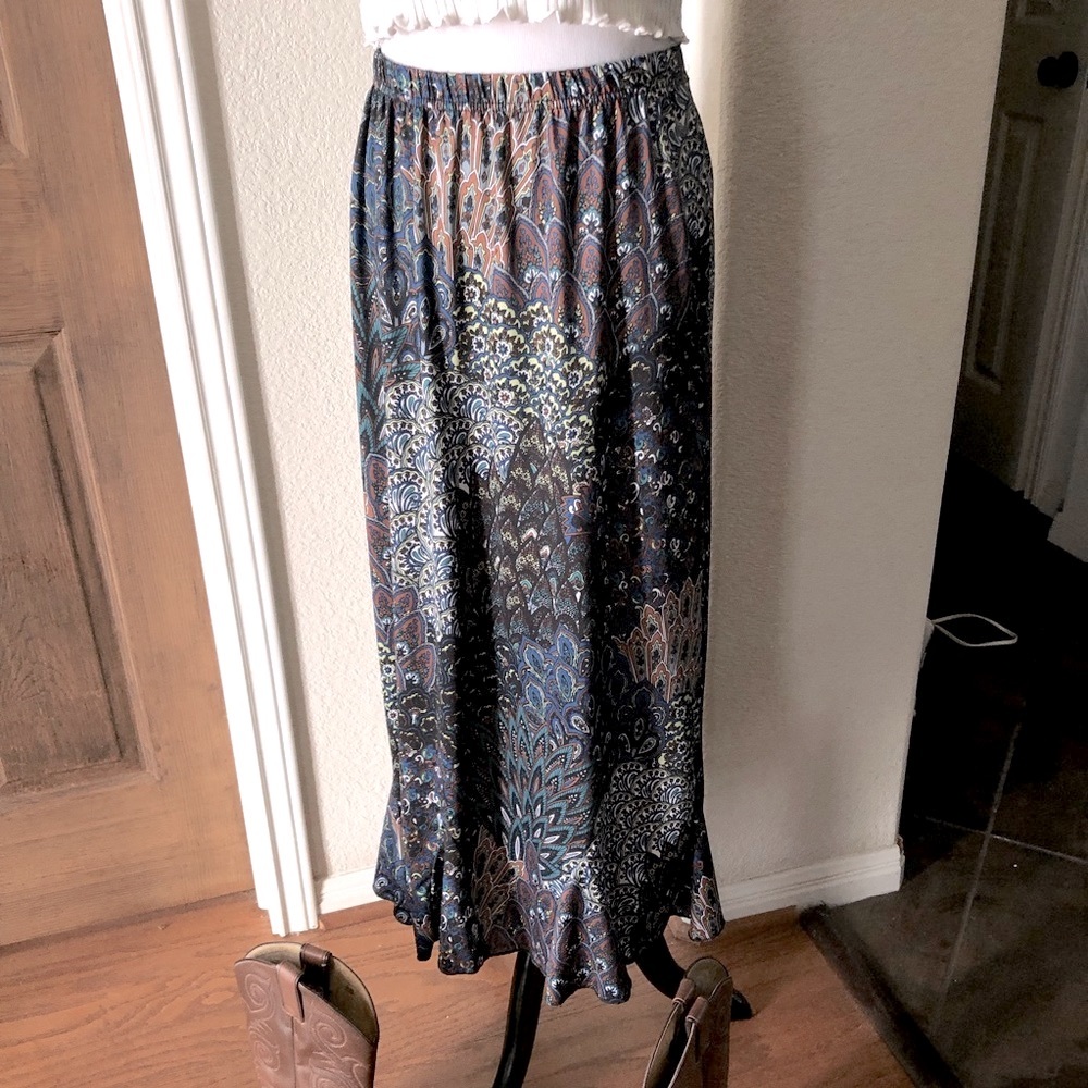 Vintage Midi Cottage Core Miss Ashley Pull on Skirt Size XL Tiered